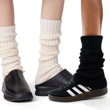 Ribbed Knitted Leg Warmers 80s Retro Short Slouch Knee High Yoga Ballet