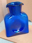 Blenko Water Bottle Cobalt Glass Double Spouted Pitcher 384 Vase Carafe Handmade