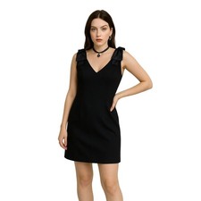 DE LARU x VINTAGE 90s satin bow shoulder little black dress