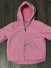 Carhartt Youth XS Size 6 Coat Duck Canvas Girls Sherpa Lined Hooded Jacket Pink