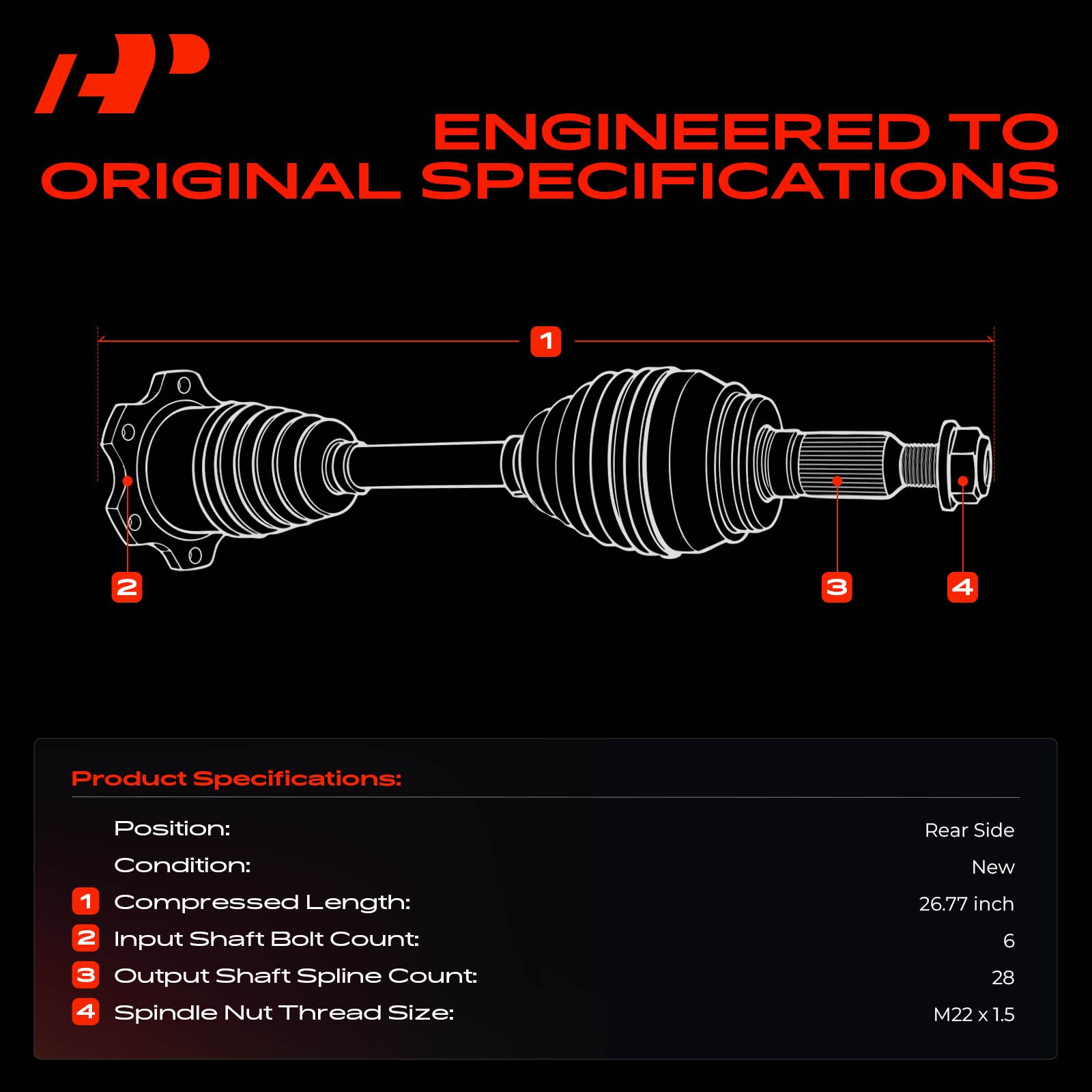 A-Premium Rear CV Axle Assembly for Porsche Boxster 2000-2004 3.2L 2.7L ...