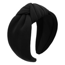 Black Knotted Headband Non Slip Wide Head Band Fashion Top Knot Hairband