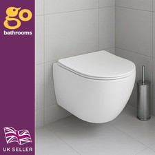 D-Shape Compact Short Projection Wall Hung Toilet Pan + Soft Close Seat