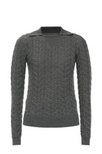 ETRO Grey Wool Polo Knit Sweater New & Authen...