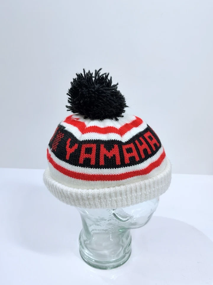Vtg Yamaha Snowmobile Winter Pom Pom Knit Hat Cap Beanie Toque - Image 2 of 4