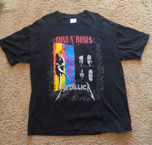 Metallica and Guns N' Roses Tour Black Brockum 1990s vintage concert t-shirt, vintage, size XL, single stitch, B+ condition