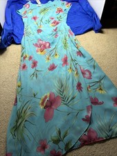 Talbots Springtime Blue Floral Runched Wrap Maxi Dress Women's Sz 10 Jungle NWT