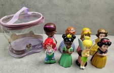 8x Disney Bath Toys Bundle Princesses & Friends Figures In Drainer Bag Free P&P 