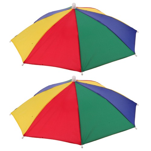 2 Pcs Children's Umbrella Hat Travel Fishing Sunshade Camping Cap Headband - Picture 2 of 12