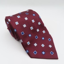 Jos A Bank Tie Silk Red Maroon Blue White Polka Dot 3.5" 58" Executive