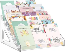 7 Tier Acrylic Greeting Card Display Stand Portable Display Rack Storage Sticker