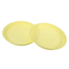 2 Pack Round Plastic Planter Saucers Plant Drip Trays (14 Inch/ 35.8cm, Yellow)