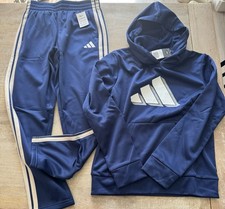 Adidas Boys 2 Piece Set Pants/Hoddie Medium Navy