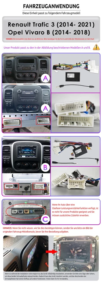 Per Opel Vivaro B Renault Trafic DAB+ CarPlay autoradio Android13 GPS navigatore - Immagine 4 di 4