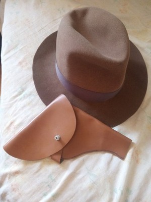 Indiana Jones Eddy Bros XX Pelzmischung Vintage Fedora Gr. 55 + Raiders Holster 