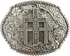 Western Belt Buckles for Men Women Rodeo Cowgirl Cowboy, Vintage Religious Cross