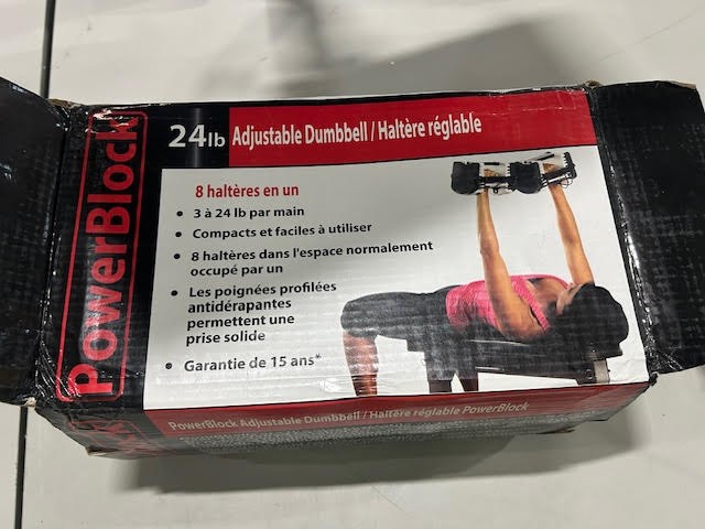 POWERBLOCK SPORT 24 РЕГУЛИРУЕМЫЕ ГАНТЕЛИ ВЕСОМ 1-24 ФУНТА ИЗ ПРОЧНОЙ СТАЛИ СЕРОГО/БЕЛОГО ЦВЕТА