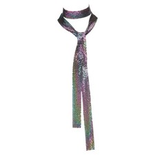 Sequins Scarf, Punk Metal Neck Tie Long Skinny Scarves, Colorful
