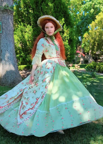 18th century style dress, set for the 18th century.