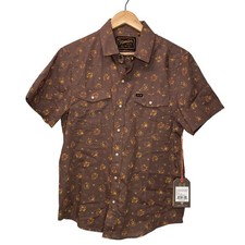 Howler Brothers H Bar B Pearl Snap Mens Small Brown Floral Western Short Sleeve