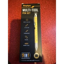 Maqhpu Multi Tool 9 In 1 Pen Set /Batteries Stylus Screwdriver Light Level Ruler