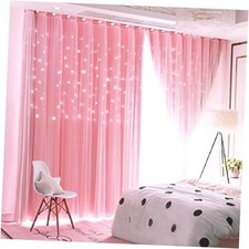 2 Panels Stars Blackout Curtains for Bedroom 52"W x 63"L Pack of 2 Pink