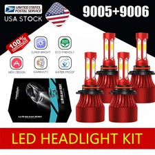 9006 9005 LED Headlight KIT Combo Bulbs 10000K High Low Beam Super Bright White