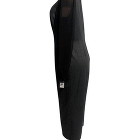 Tommy Hilfiger Women's Dark Gray Wide Leg Jumpsuit Sheer Sleeve Tie Neck Size 12