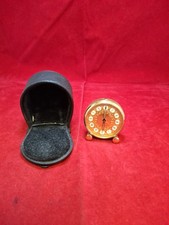 Looping Travel Alarm Clock With Case. Swiss Made 15 Jewel Antimagnetic 8 Day F1 