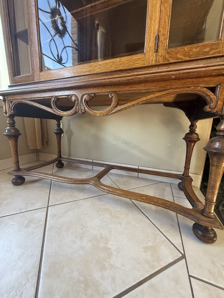 antiguo gabinete de curiosidades madera de roble tigre gabinete de porcelana gabinete de porcelana Foto 4 de 4