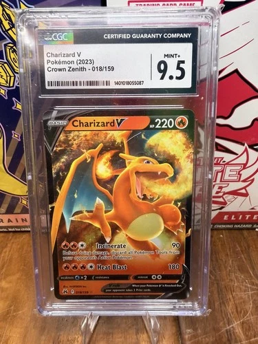 Charizard v Holo Ultra Rare Card 018/159 Crown Zenith CGC 9.5 Near Mint