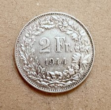 Moneta da 2 FRANCHI SVIZZERI in Argento 1944
