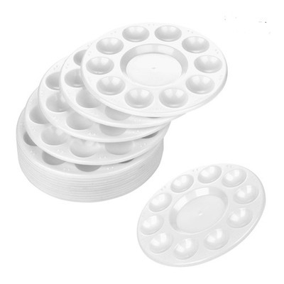 CENTSTAR 15 Stück runde Farbablage Paletten Kunststoff für Acryl Öl XX, weiß 