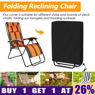 Folding Garden Chair Covers Reclining Sun Lounger Waterproof Rain UV Protection