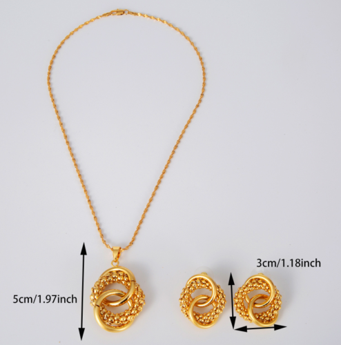 24kt Gold Plated Dubai African Turkish Arab Ehtiopian Jewelry Necklace Earrings - Picture 2 of 5