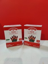 CHRISTMAS LIGHTS 2 Boxes Holiday Time Green String 100 Lights -23 Ft Each-New