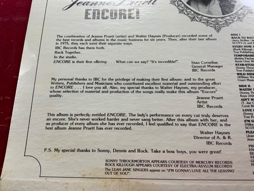 M5-100 JEANNE PRUETT Encore - SEALED - 1979 - IBC 1001 - Picture 5 of 5