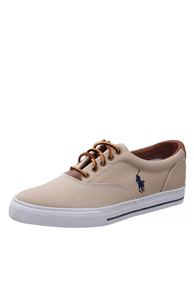 POLO Ralph Lauren Vaughn Mens Shoes Beige Tan Canvas Sneakers Size
