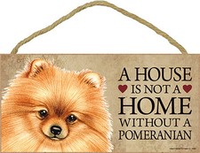 Pomeranian Wood Dog Sign Wall Plaque 5 x 10  Bonus Coaster