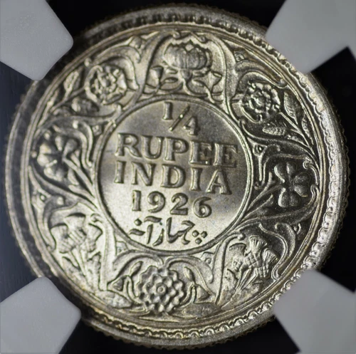 India British 1926(C) 1/4 Rupee NGC MS64 Certified