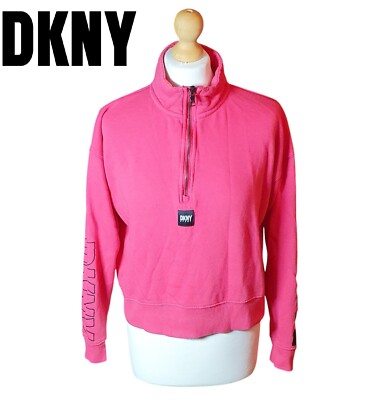 DKNY Women's Tracksuit Top Size S Pink Ladies 1/4 Zip Sweatshirt