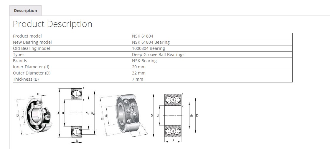 1PC NSK 61804 ZZ Deep Groove Ball Bearings 20x32x7mm | eBay