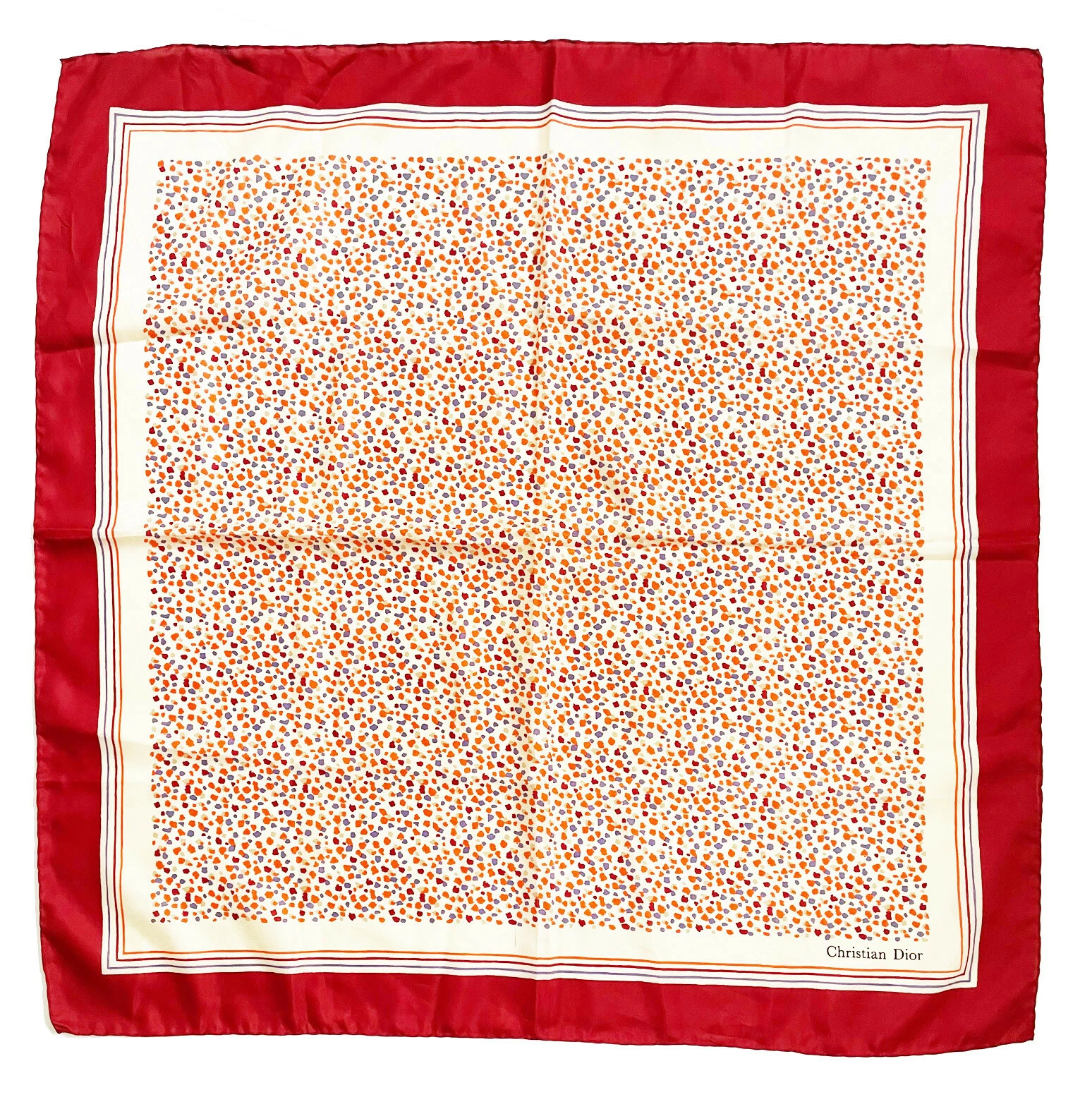CHRISTIAN DIOR Vintage Silk Scarf Confetti Print Multicolor 26”Square