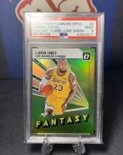 2018-19 Donruss Optic Neon Green Prizm Fantasy Stars LeBron James PSA 9 /149