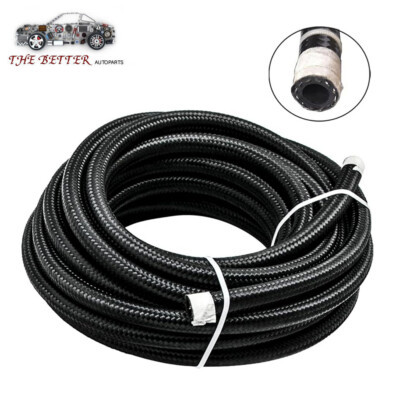 1/2'' AN8 8AN Fuel Oil Gas Hose Line CPE Stainless Steel Braided 10FT 20FT Black