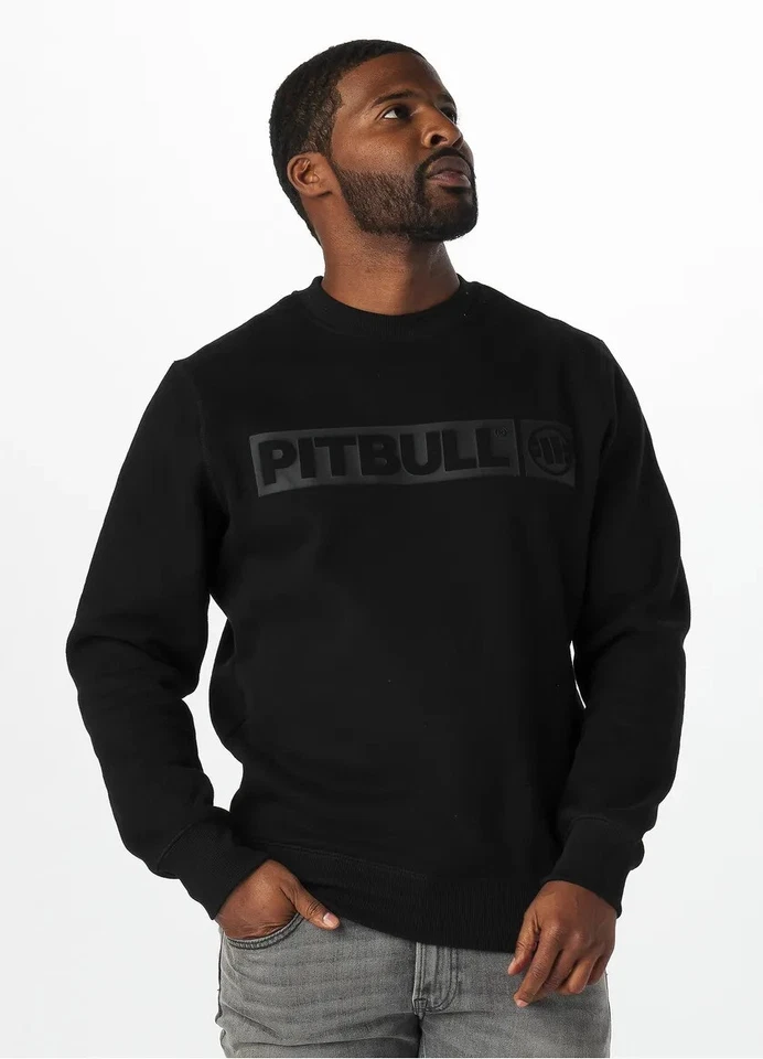 Sweat-shirt à col rond pour hommes PitBull HILLTOP en coton noir - Photo 3/4