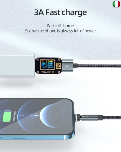 Kuulaa Cavo di Ricarica Magnetico 3 in 1, Cavo Magnetico USB C Rotante di 360° - Foto 4 di 7