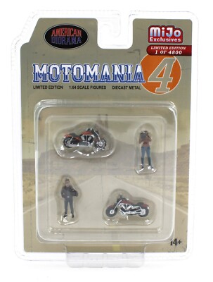 1:64 AMERICAN DIORAMA *DIECAST* 6pc *MOTO MANIA #4* Motorcycle Model Figures NIP