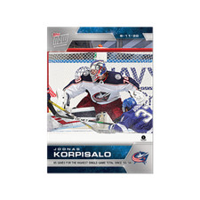 Joonas Korpisalo ROOKIE SCP37 2020 NHL TOPPS NOW Hockey Sticker Print Run 204