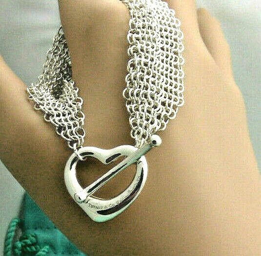 Tiffany & Co Elsa Peretti Open Heart Mesh Toggle Bracelet Slinky